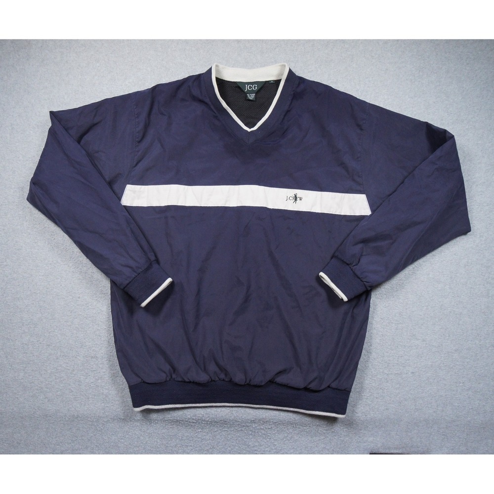 Vintage J Crew Pullover Windbreaker Mens Small Blue Golf V-Neck JCG Y2K